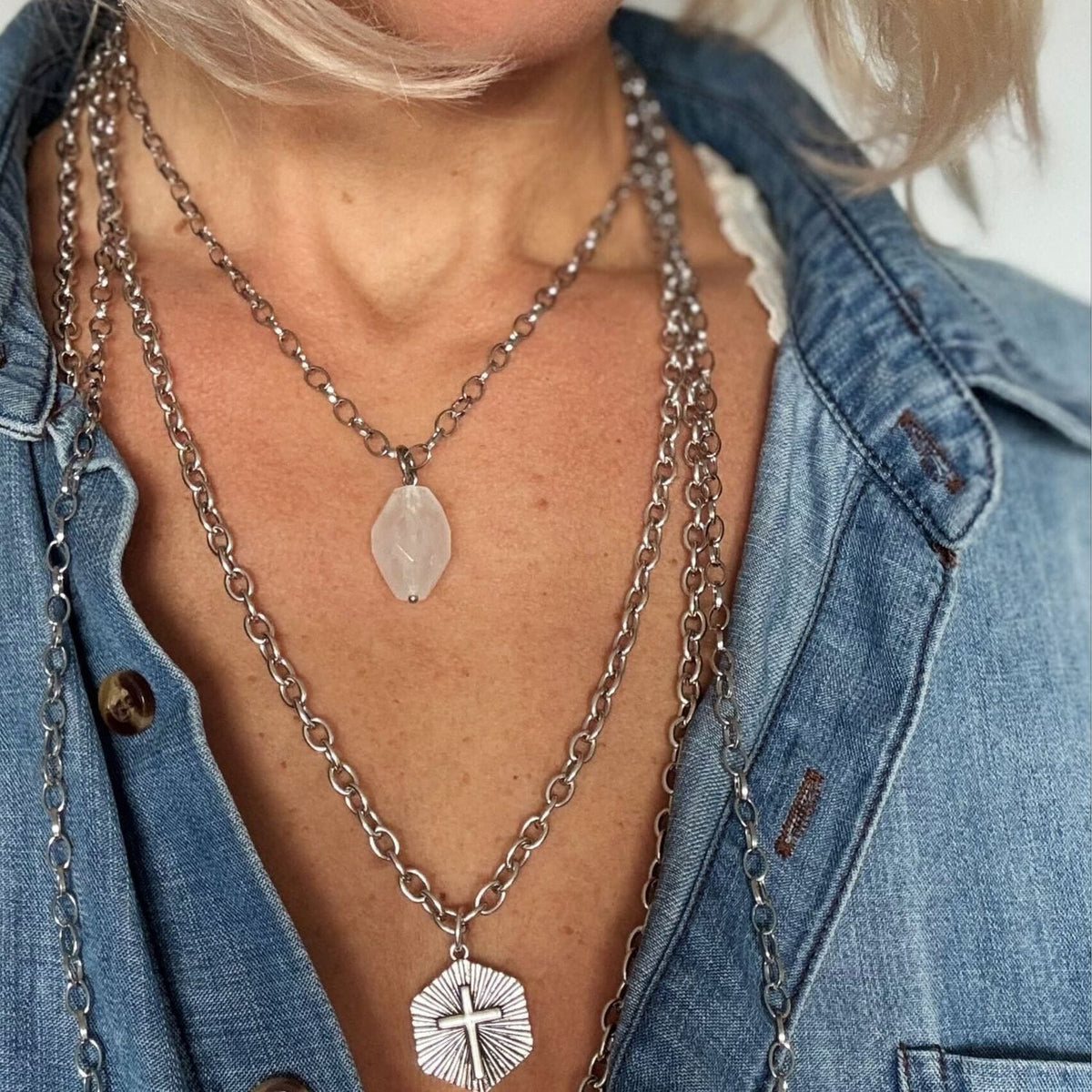 Crystal Quartz Layering Chain Necklace