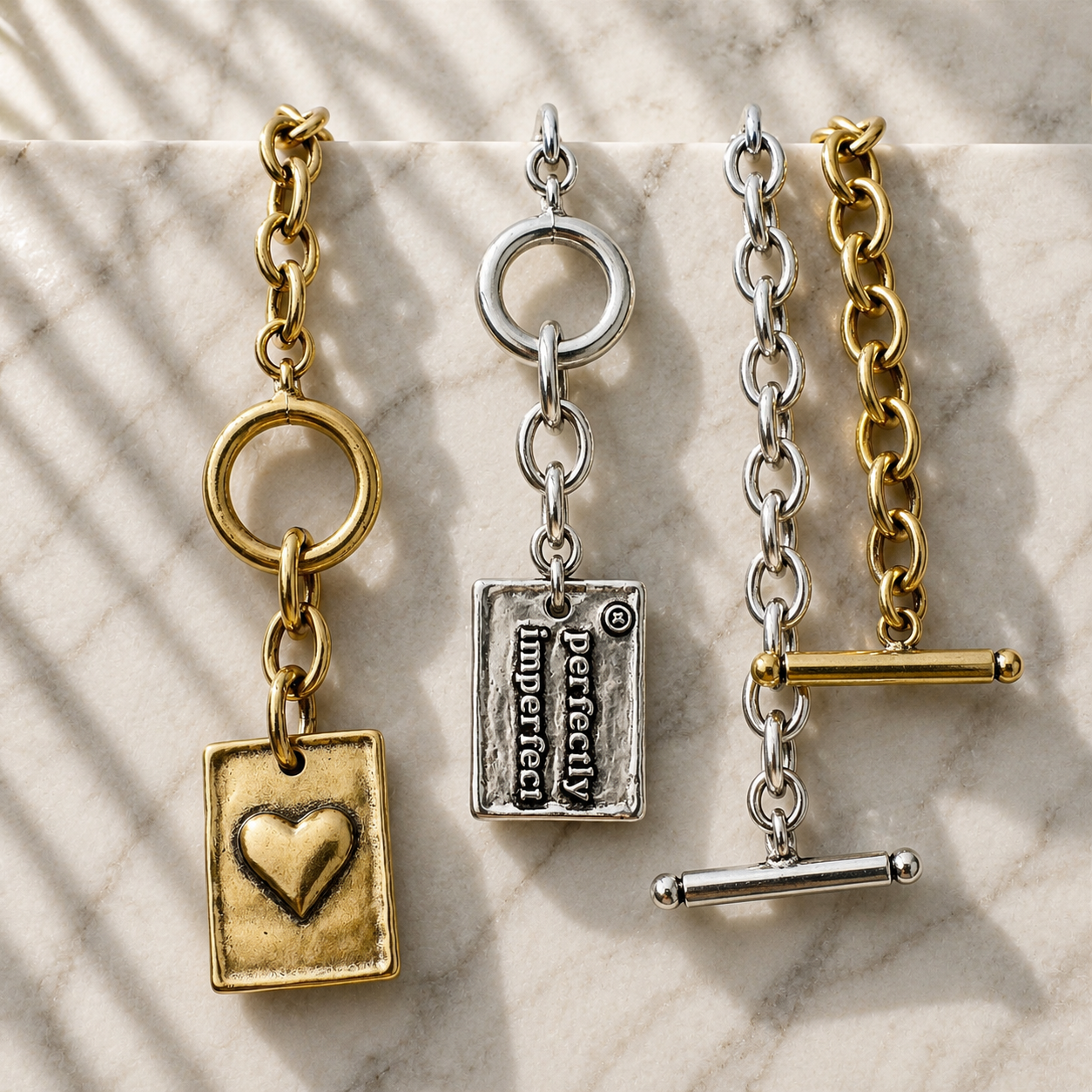 Choose Your Message Square Pendant Chain Bracelet