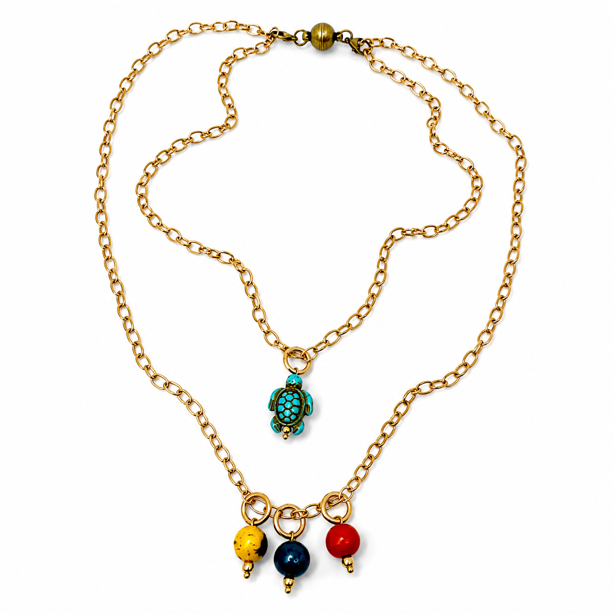 Blue Howlite Turtle Dainty Necklace