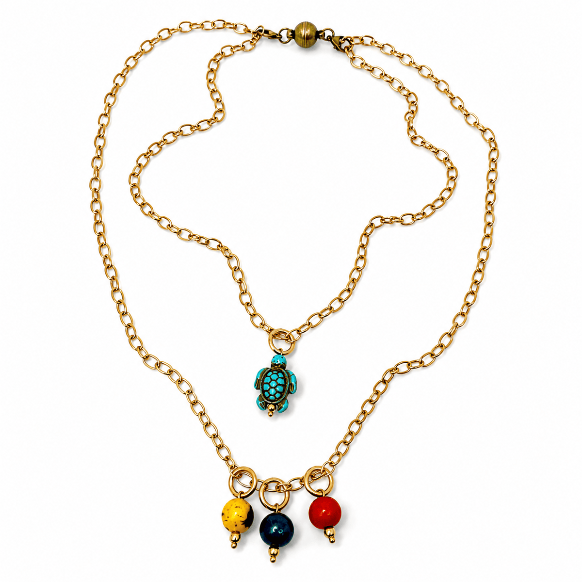 Blue Howlite Turtle Dainty Necklace