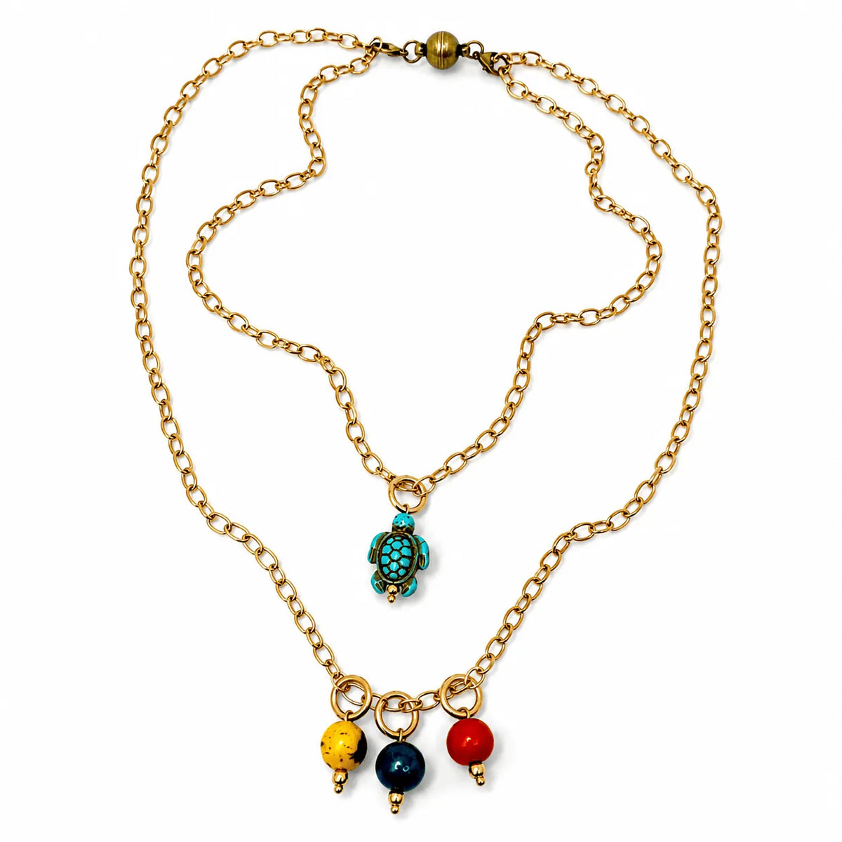 Blue Howlite Turtle Dainty Necklace