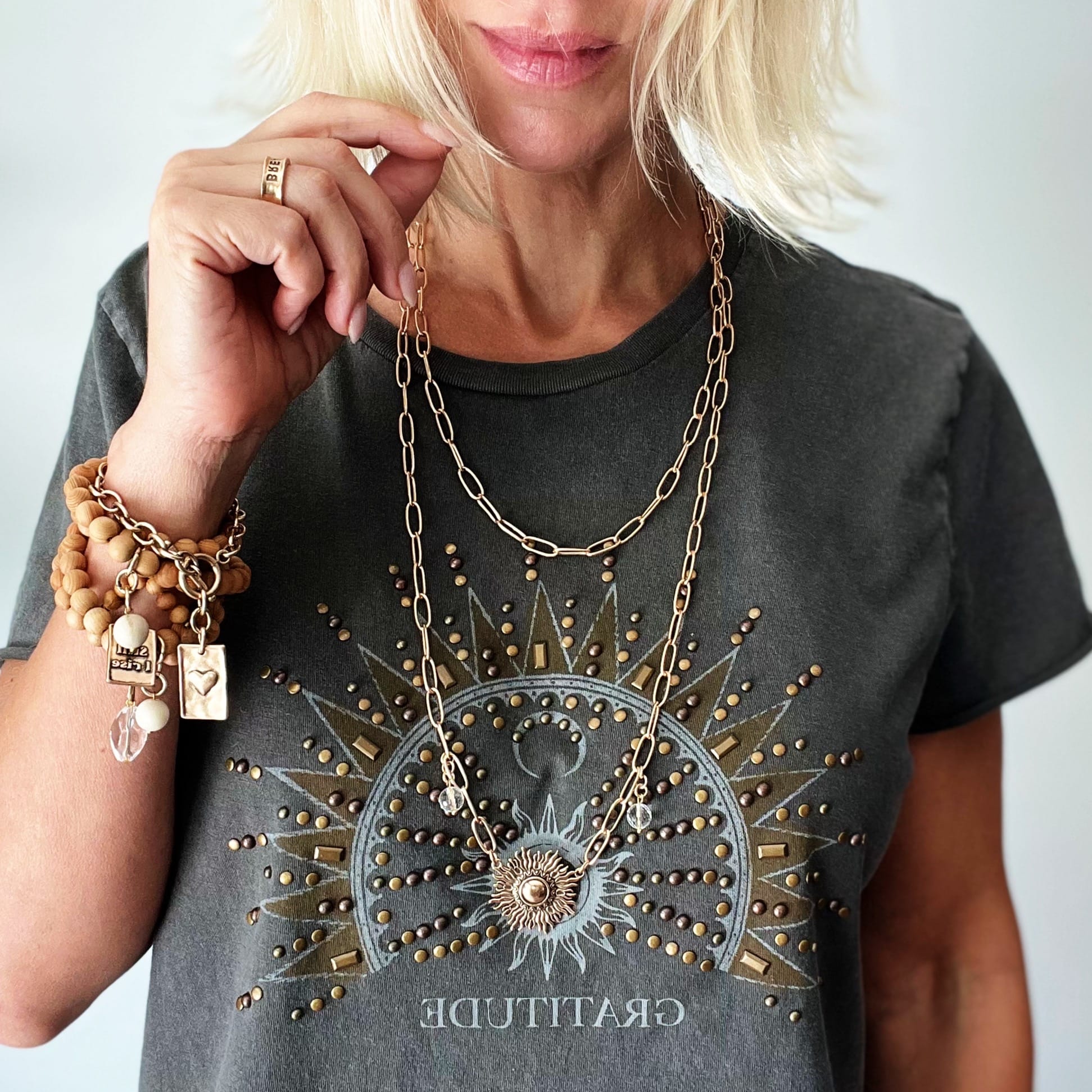 Perfectly Imperfect Sunburst Long Chain Necklace