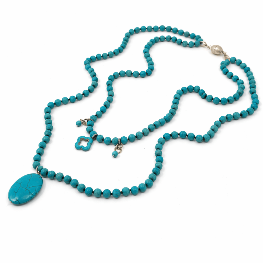 Blue Howlite Long Layering Necklace