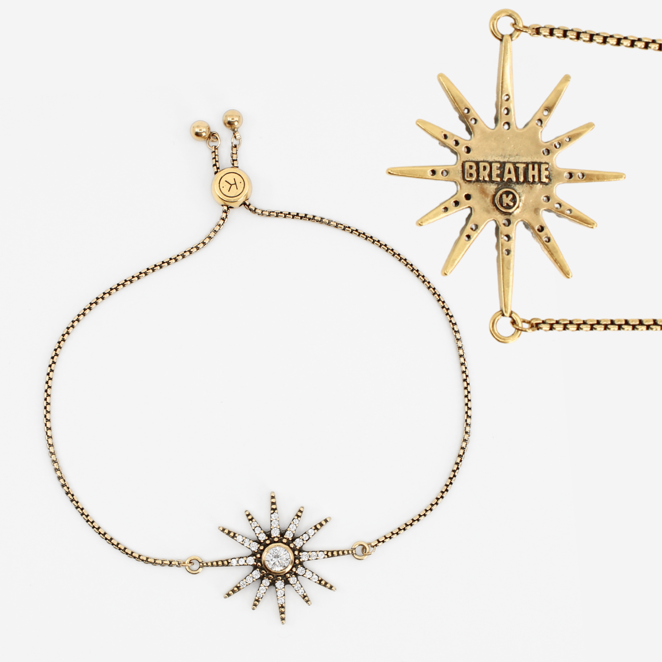 Breathe Crystal Starburst Adjustable Chain Bracelet