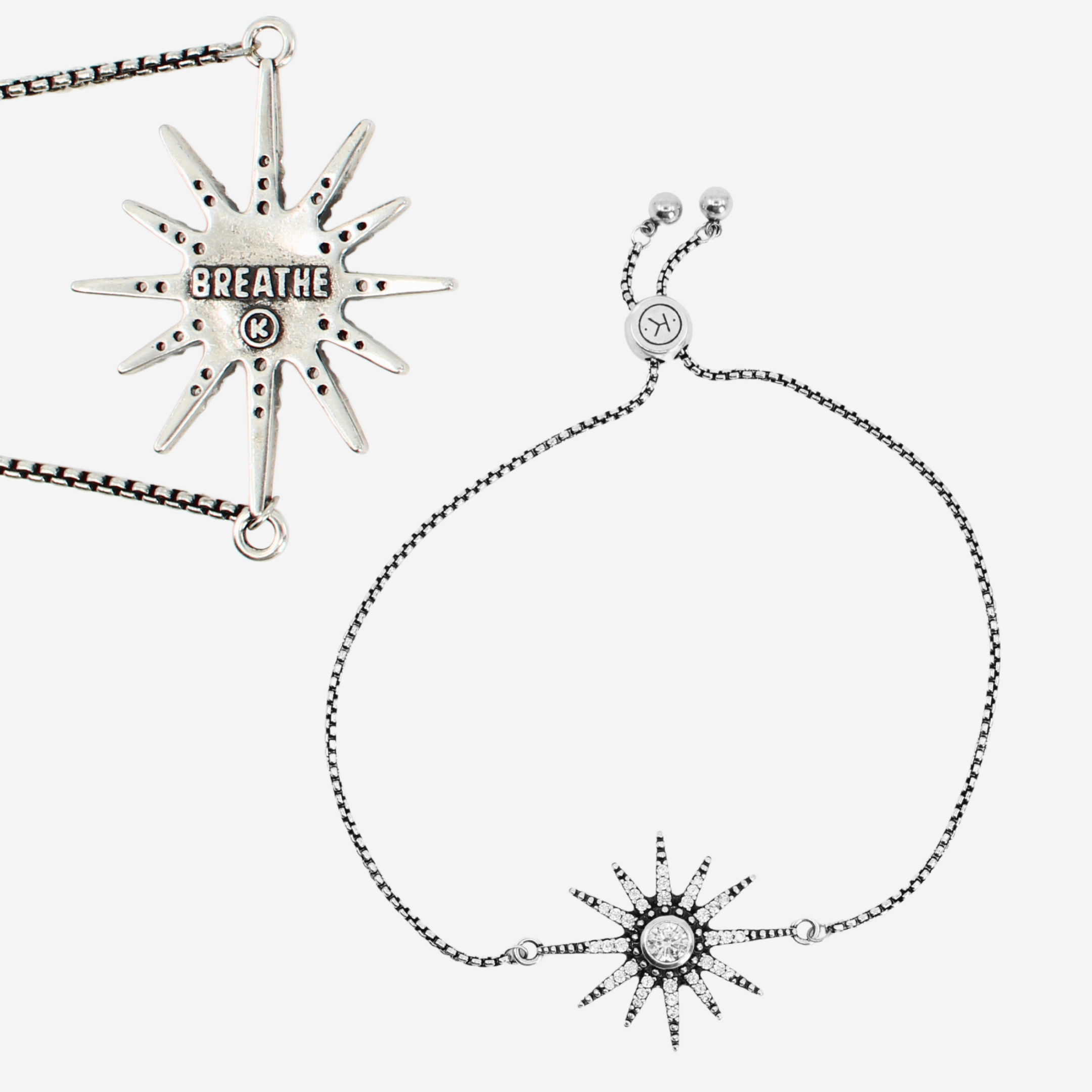 Breathe Crystal Starburst Adjustable Chain Bracelet