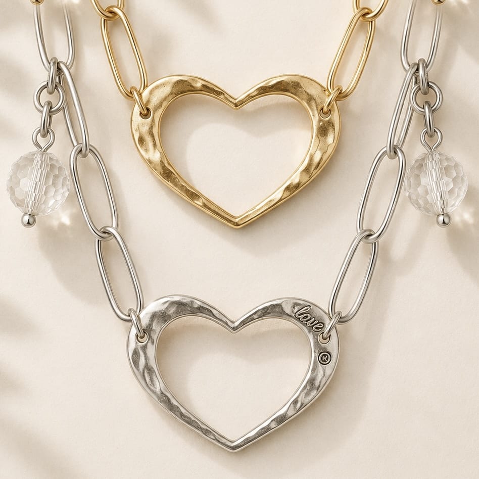 Love Open Heart Long Chain Necklace