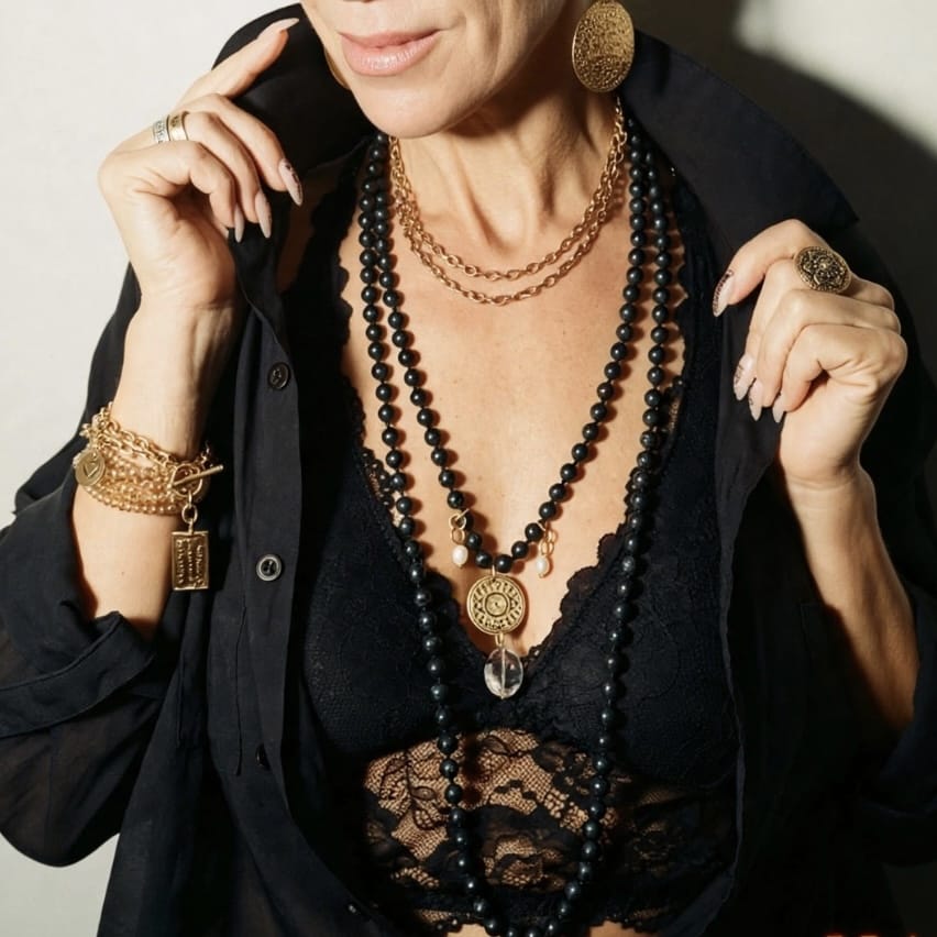 I am Pretty F*cking Awesome Black Howlite Long Chain Fusion Necklace