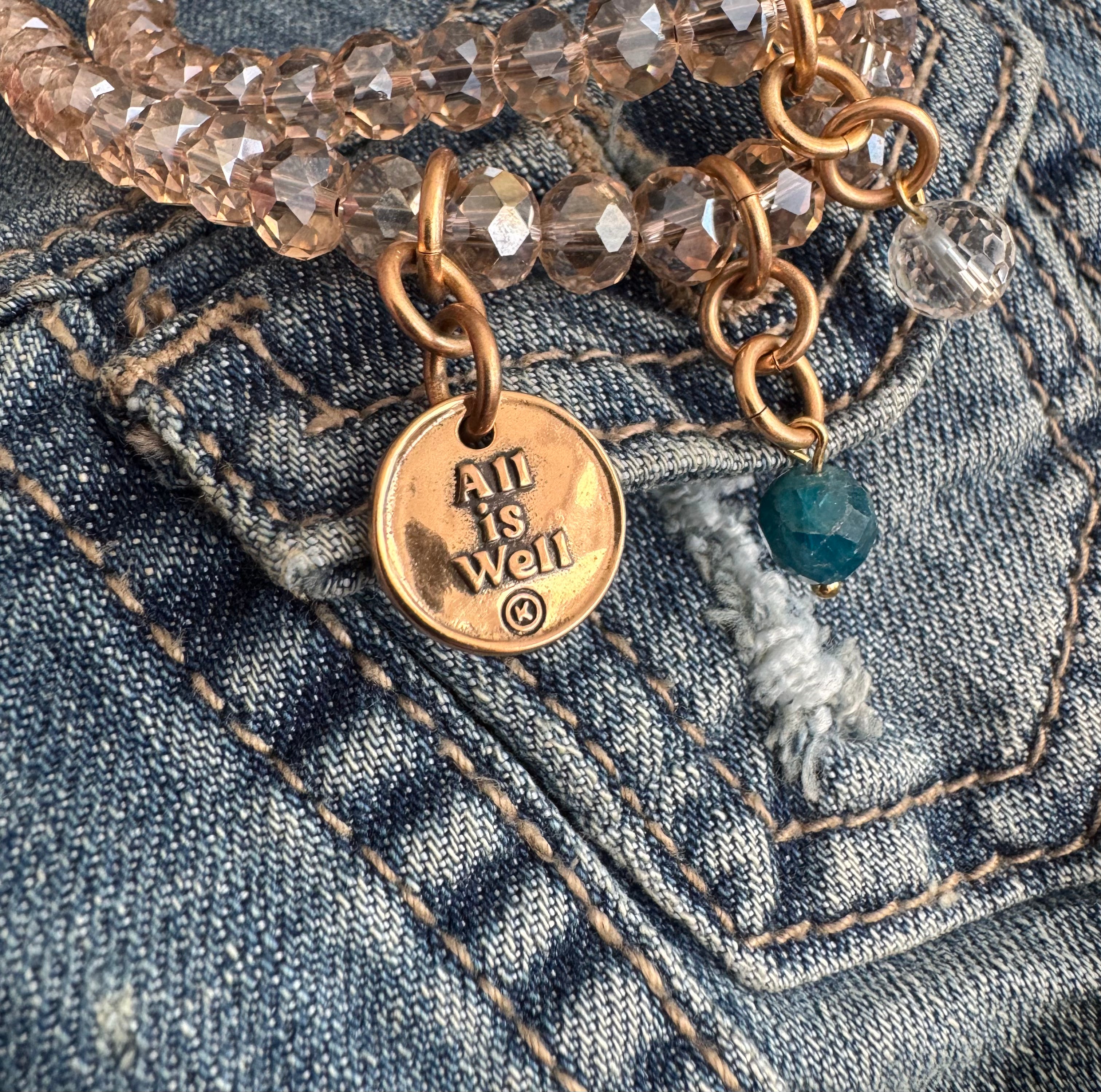 All is Well Heart Crystal Boho Wrap Bracelet/Necklace