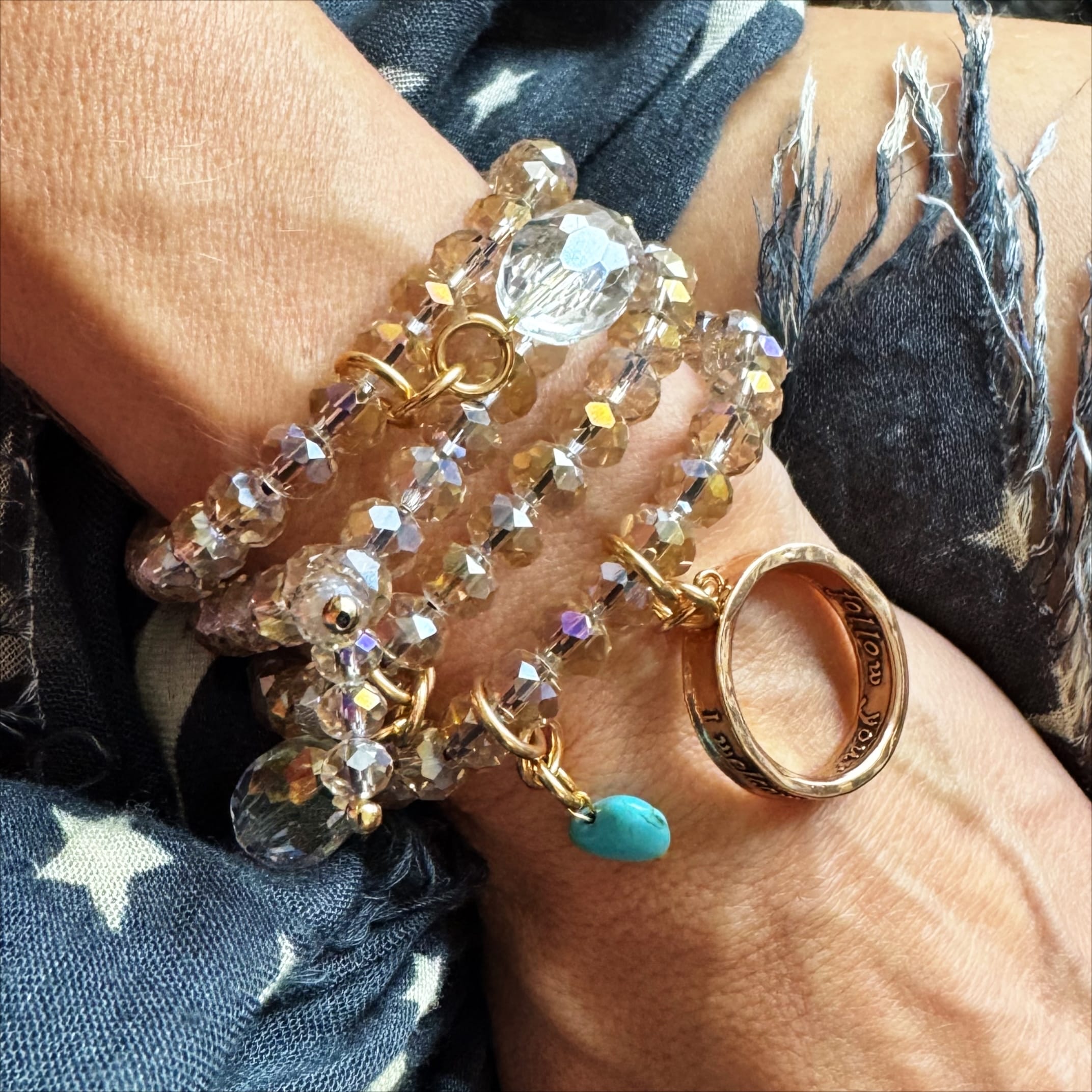 I Welcome Miracles Into My Life Crystal Boho Wrap Necklace/Bracelet