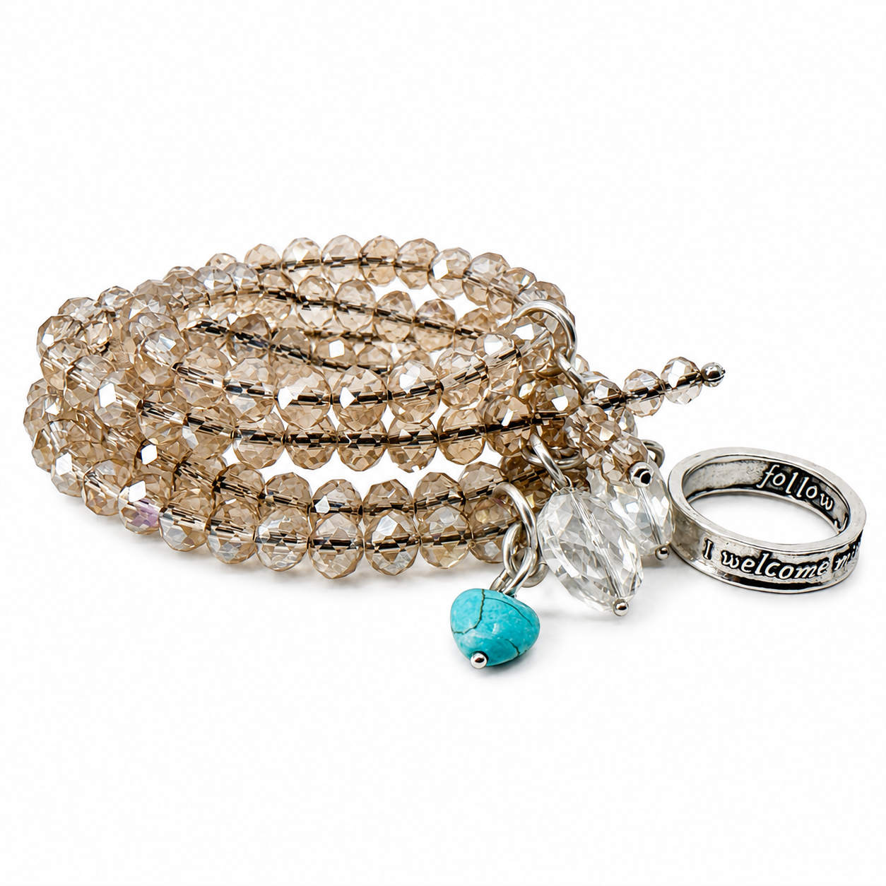 I Welcome Miracles Into My Life Crystal Boho Wrap Necklace/Bracelet
