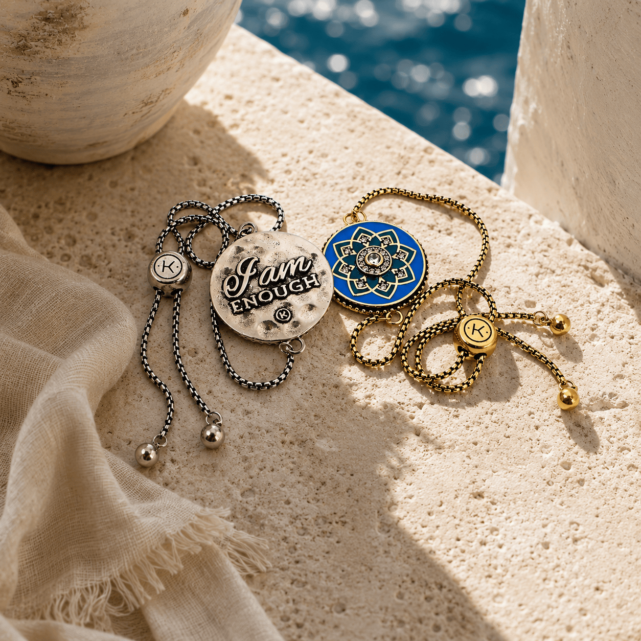 I Am Enough Mandala Adjustable Chain Bracelet
