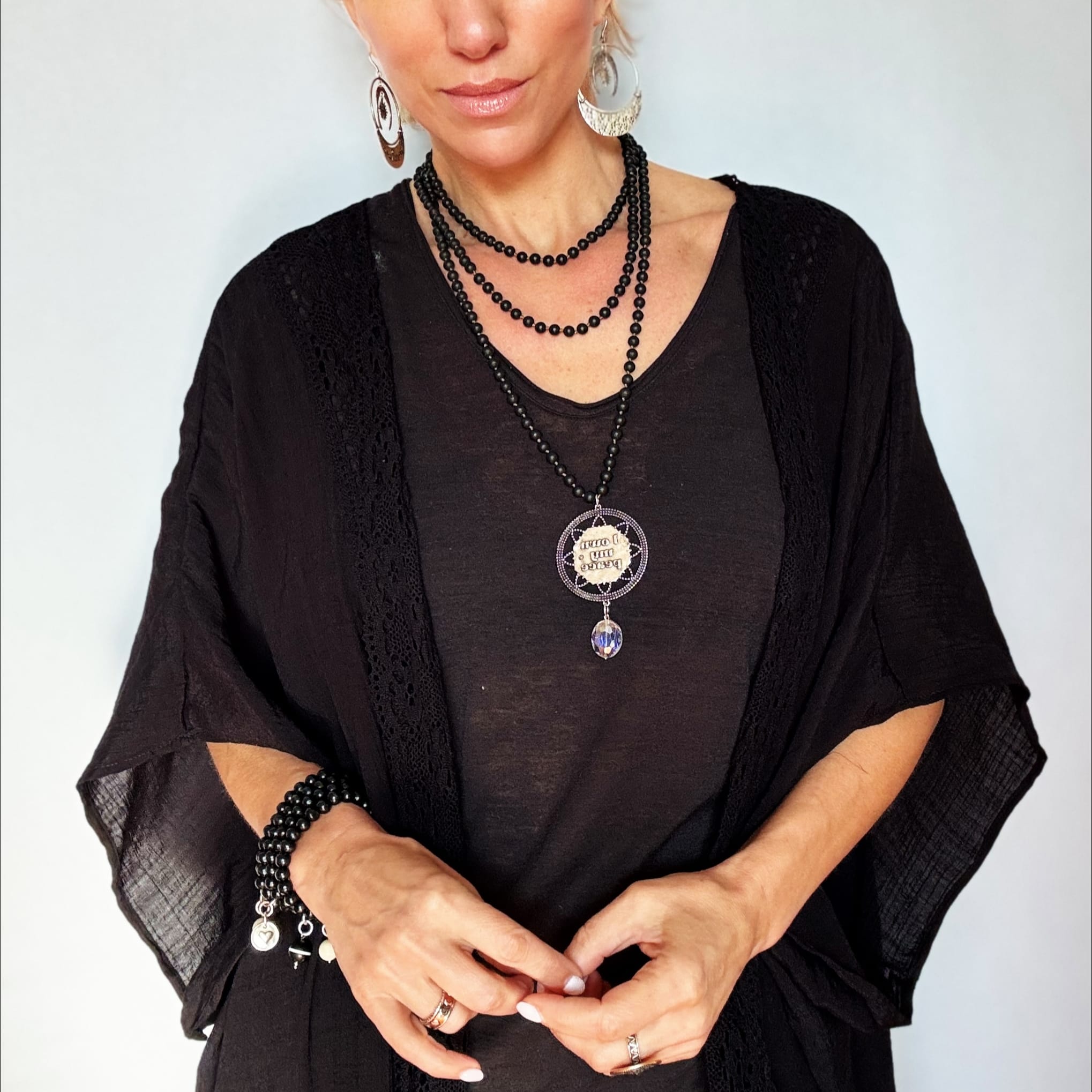 I Own My Peace Black Howlite Necklace