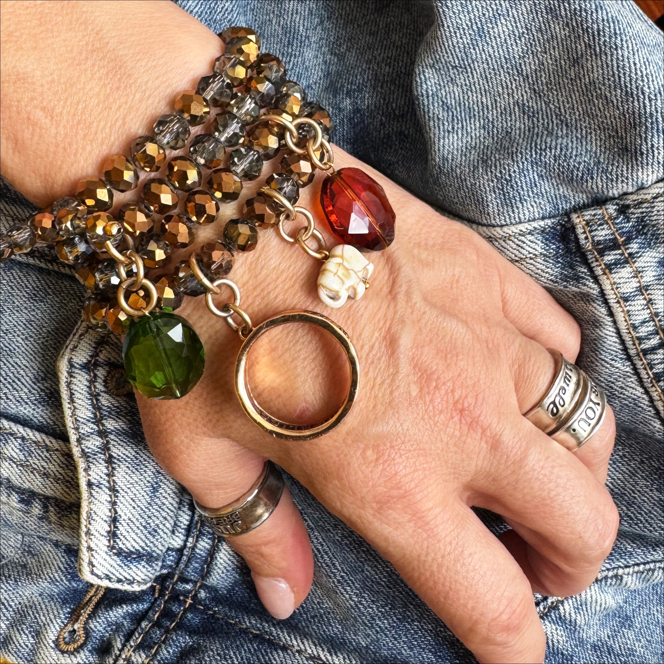 I Welcome Miracles Into My Life Crystal Boho Wrap Necklace/Bracelet