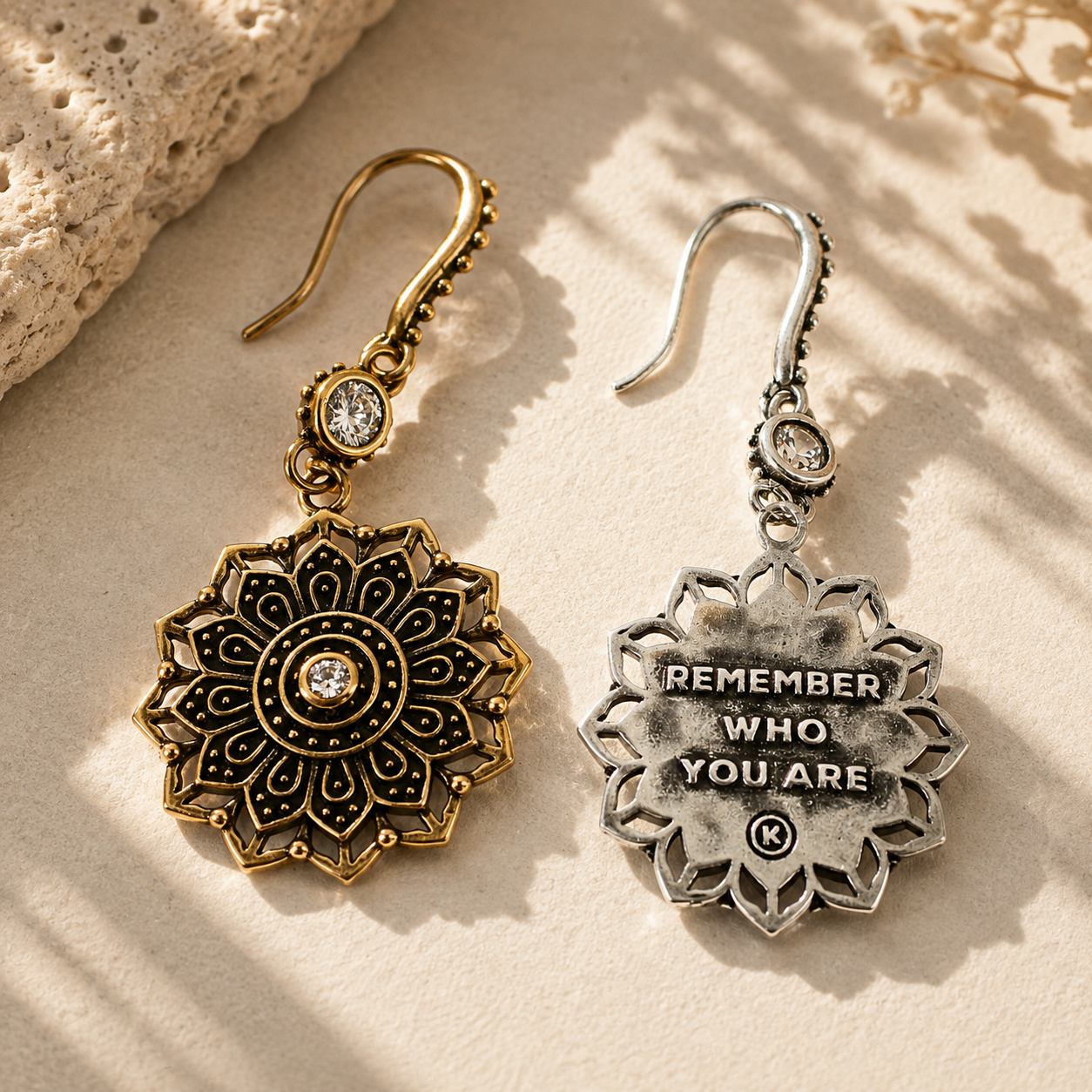 Remember Who You Are Flower Mandala Drop Earrings