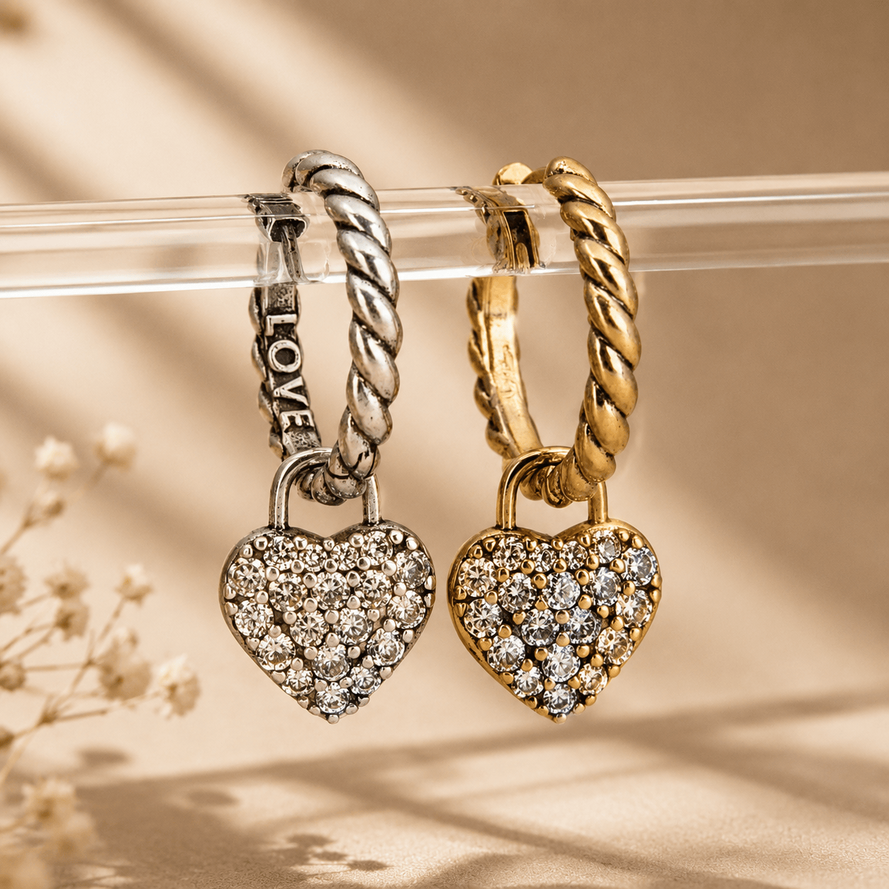 Love Forever Pavé Heart Huggie Earrings