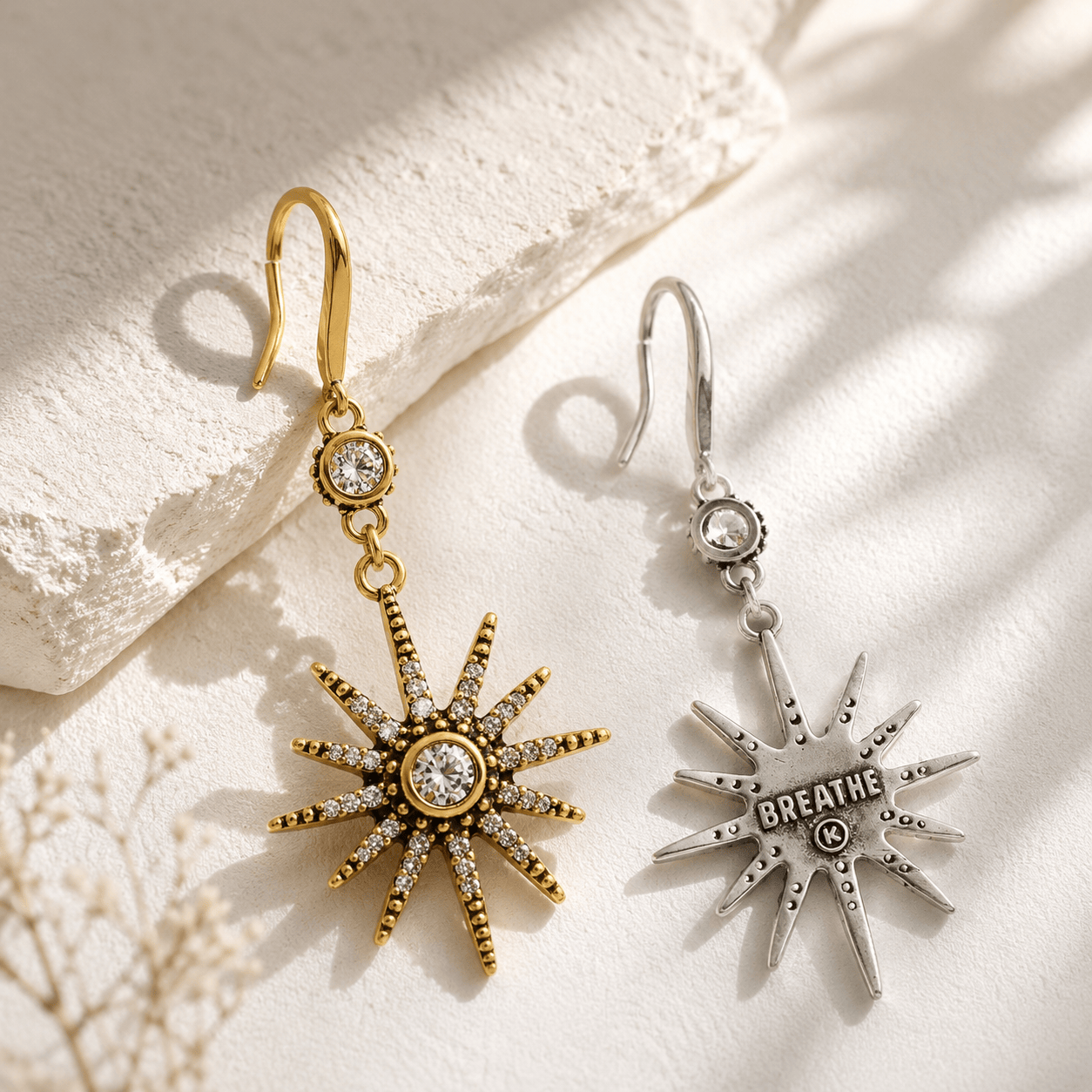 Breathe Crystal Starburst Drop Earrings