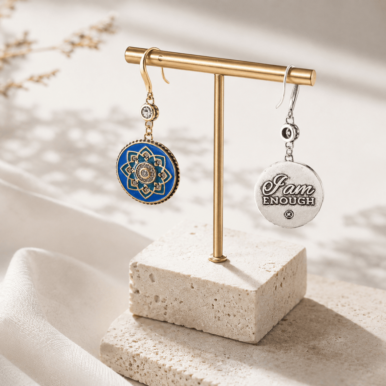 I Am Enough Mandala Drop Earrings