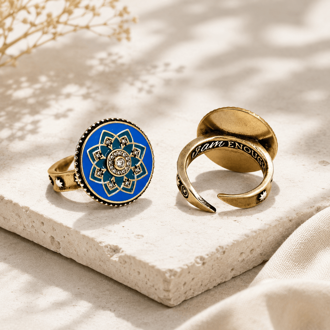 I Am Enough Mandala Adjustable Ring
