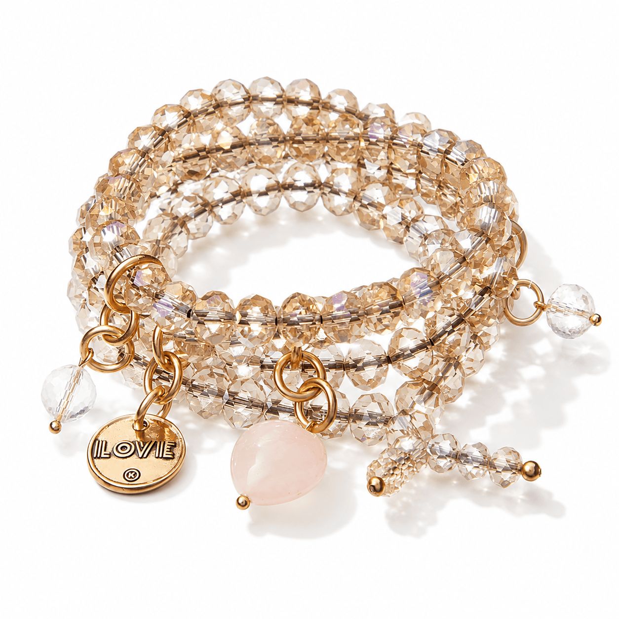 Love Heart Crystal Boho Wrap Bracelet/Necklace