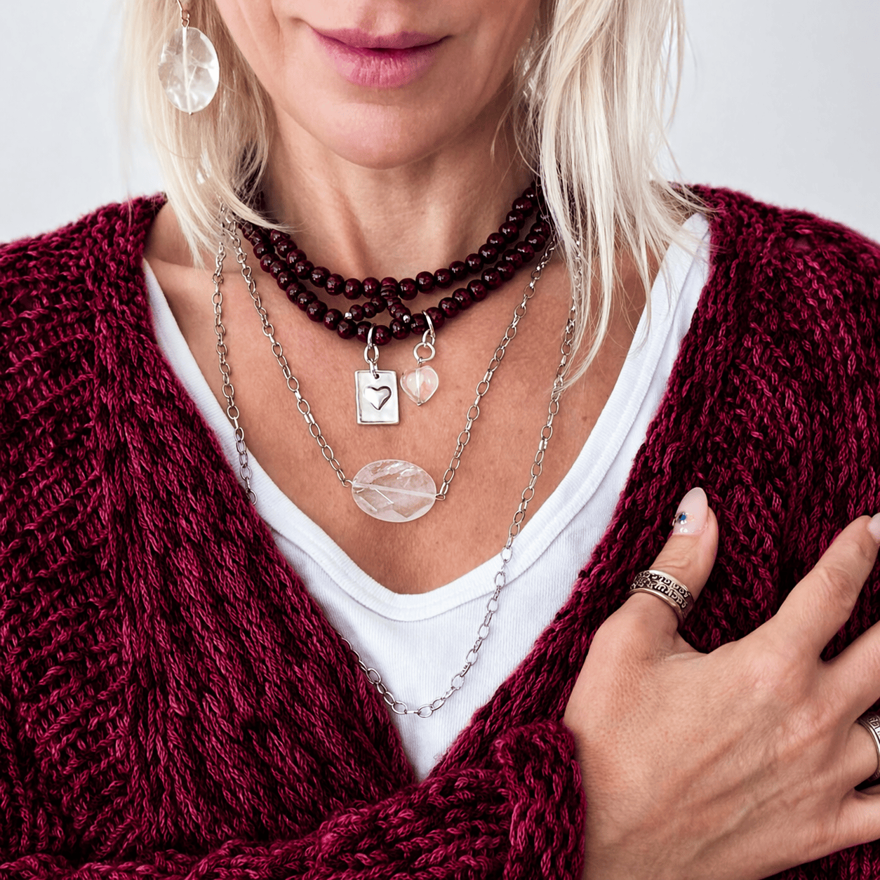 Grateful Thankful Blessed Wood Boho Wrap Layering Set