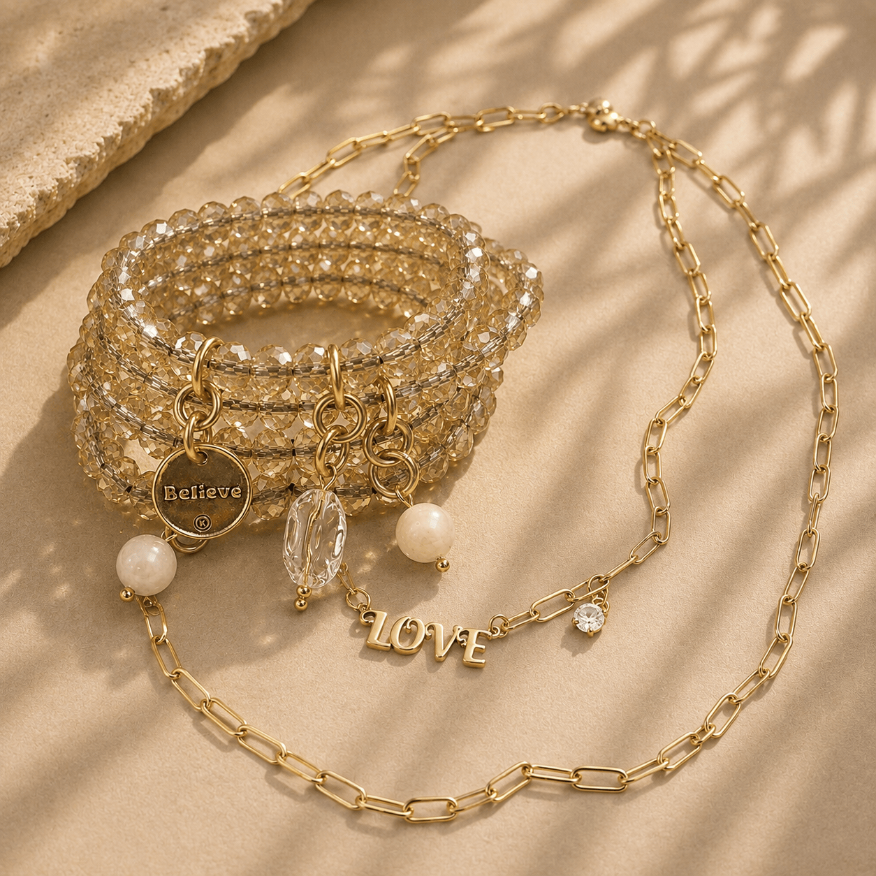 Believe Love Crystal Boho Wrap Set