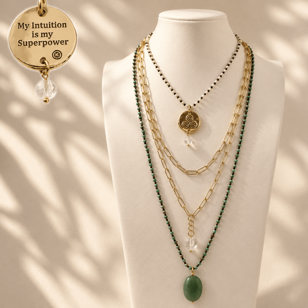 My Intuition Is My Superpower Triskelion Necklace Layering Set
