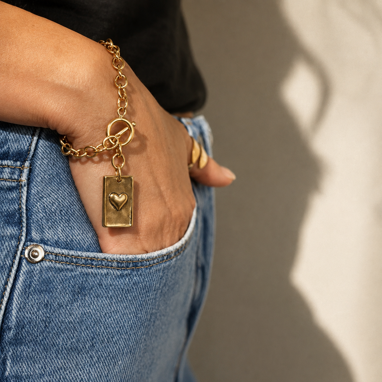 Choose Your Message Rectangle Pendant Chain Bracelet