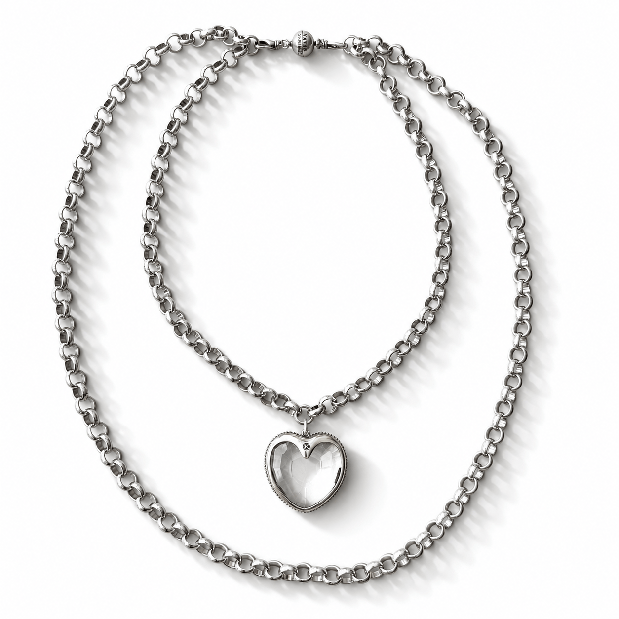 Crystal Heart Chunky Chain Layering Necklace