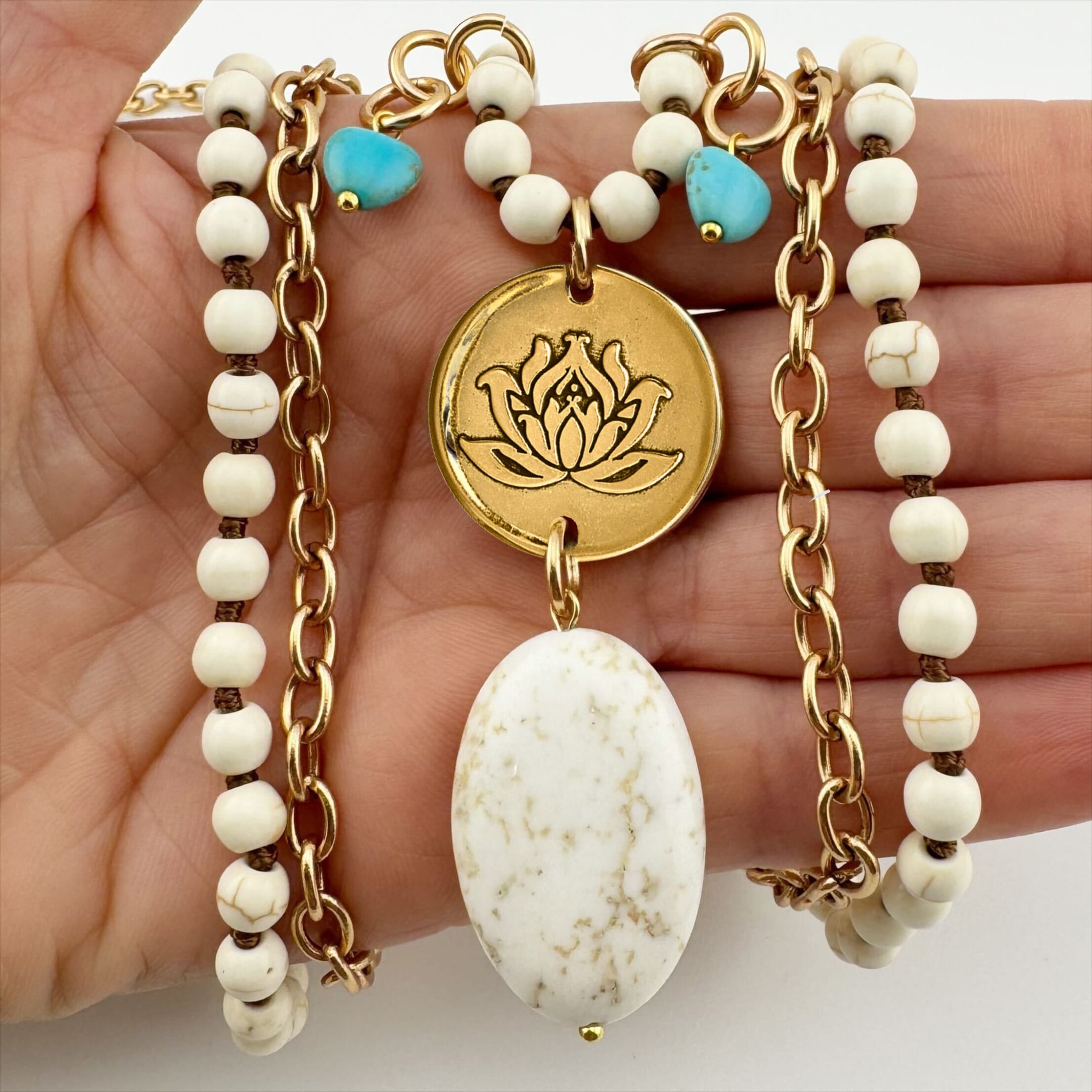 Just Breathe Lotus Long Chain Fusion Necklace