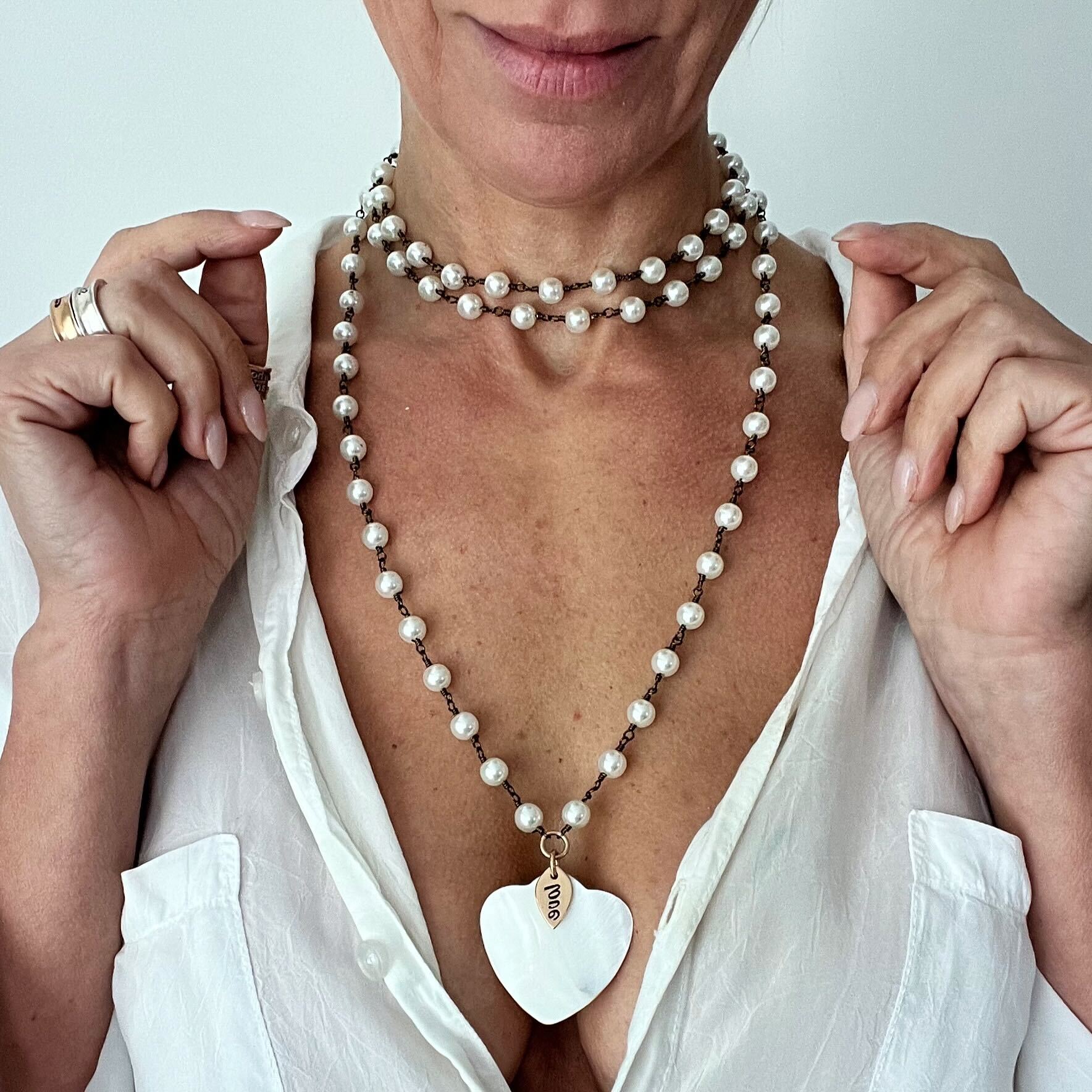 I Am Love Bird Long Rosary Chain Necklace