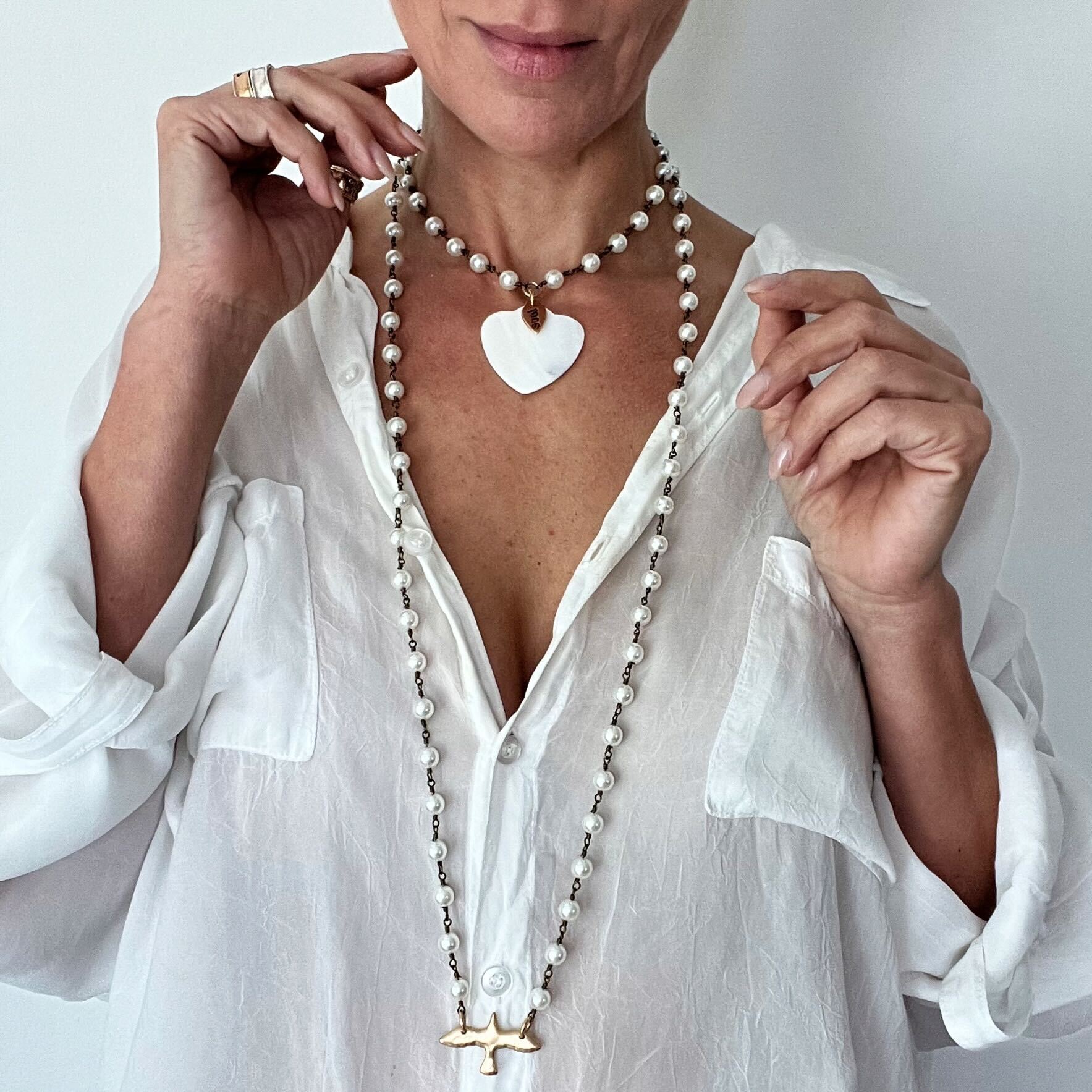 I Am Love Bird Long Rosary Chain Necklace