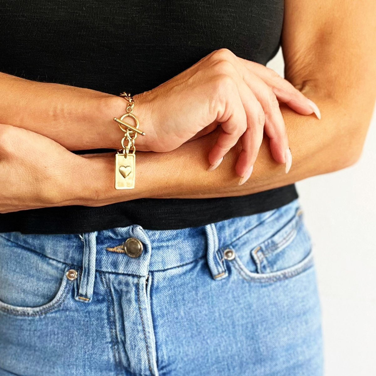 Choose Your Message Rectangle Pendant Chain Bracelet