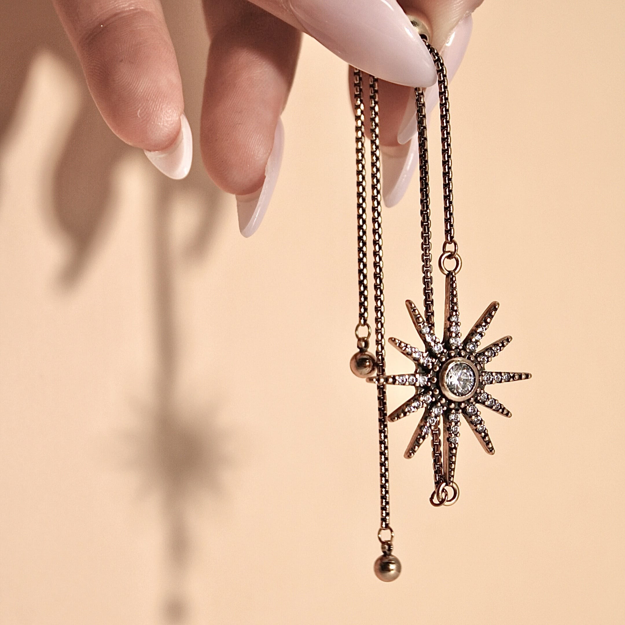 Breathe Crystal Starburst Adjustable Chain Bracelet