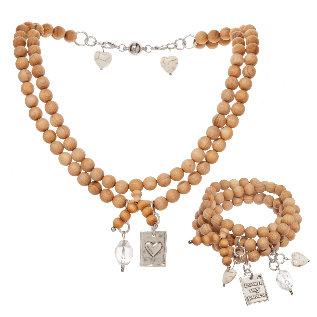I Own My Peace Heart Wood Boho Wrap Bracelet/Necklace