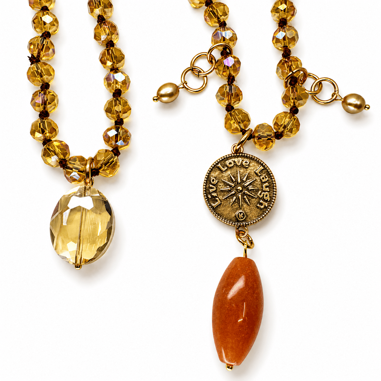 Live Love Laugh Mandala Crystal Necklace