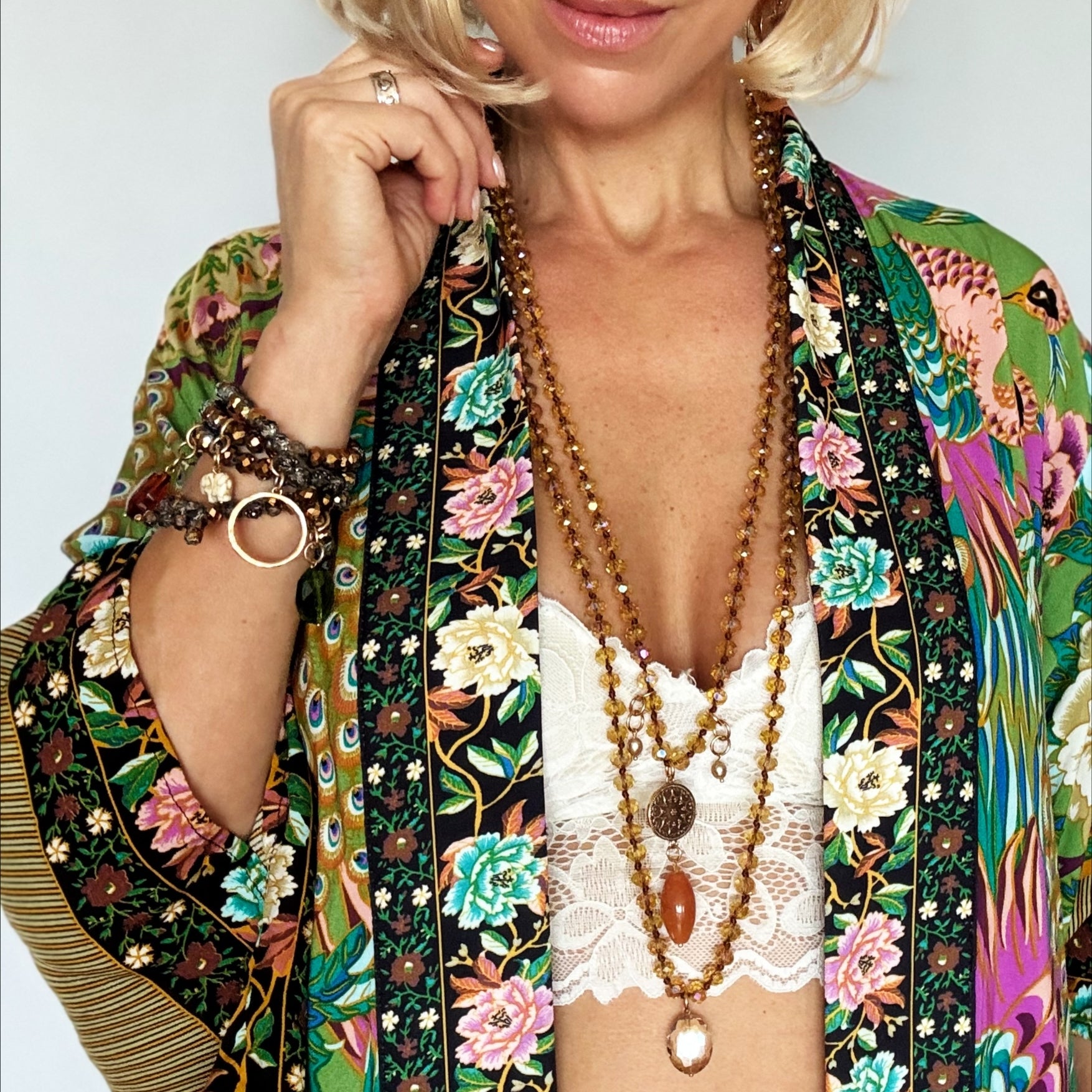Live Love Laugh Mandala Crystal Necklace