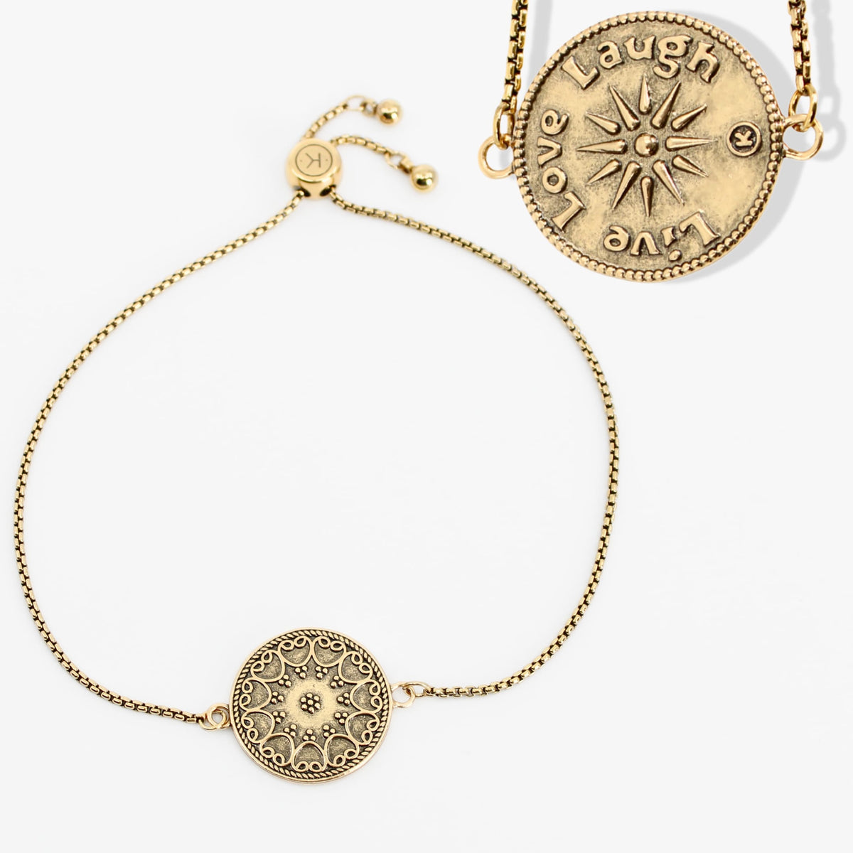Live Love Laugh Mandala Adjustable Bracelet