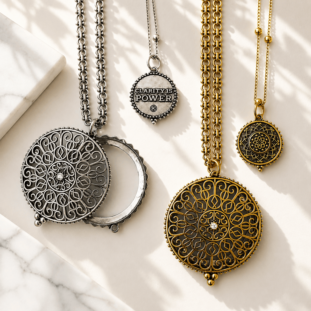 Clarity is Power Magnifying Glass Necklace Set