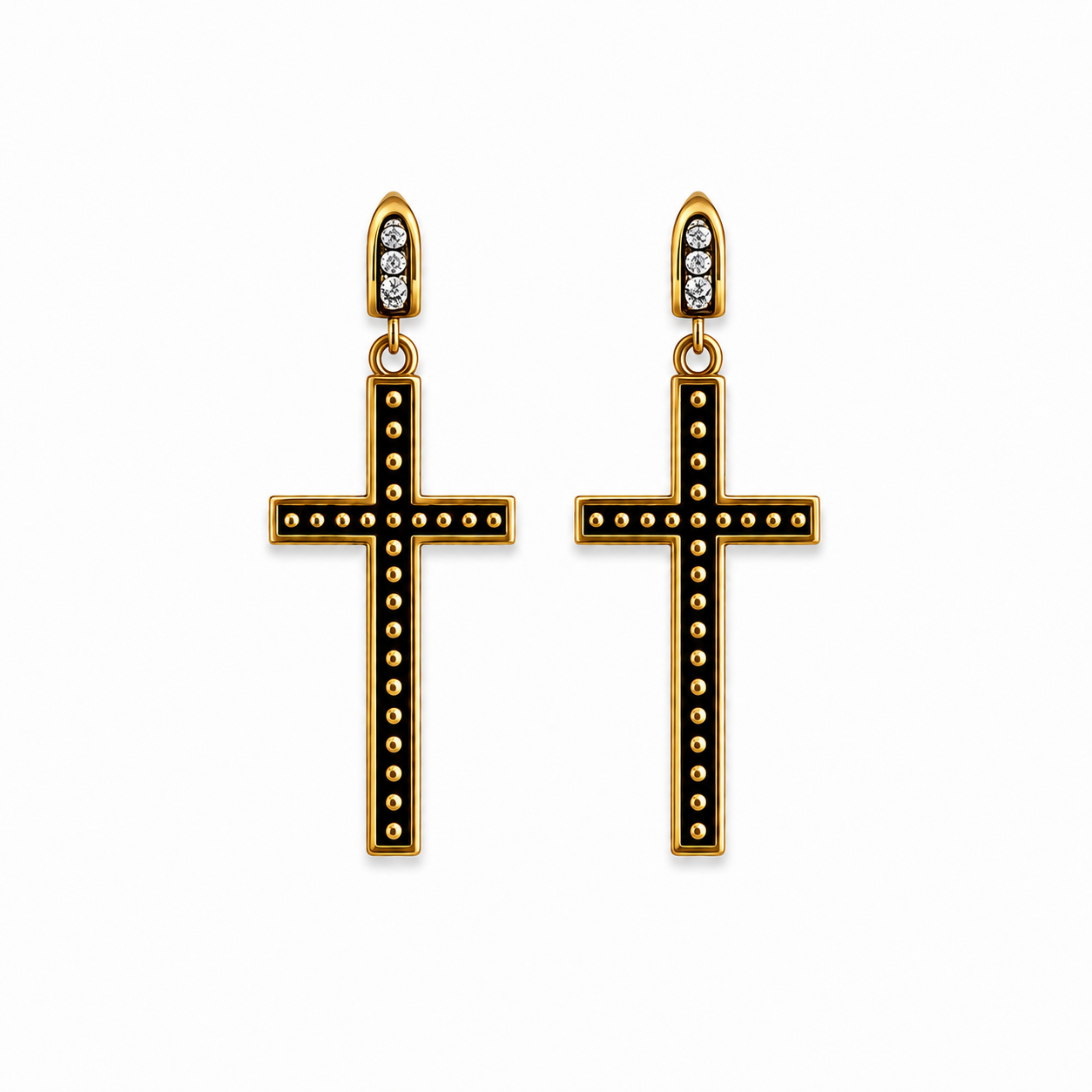 Peace & Love Black Cross Earrings