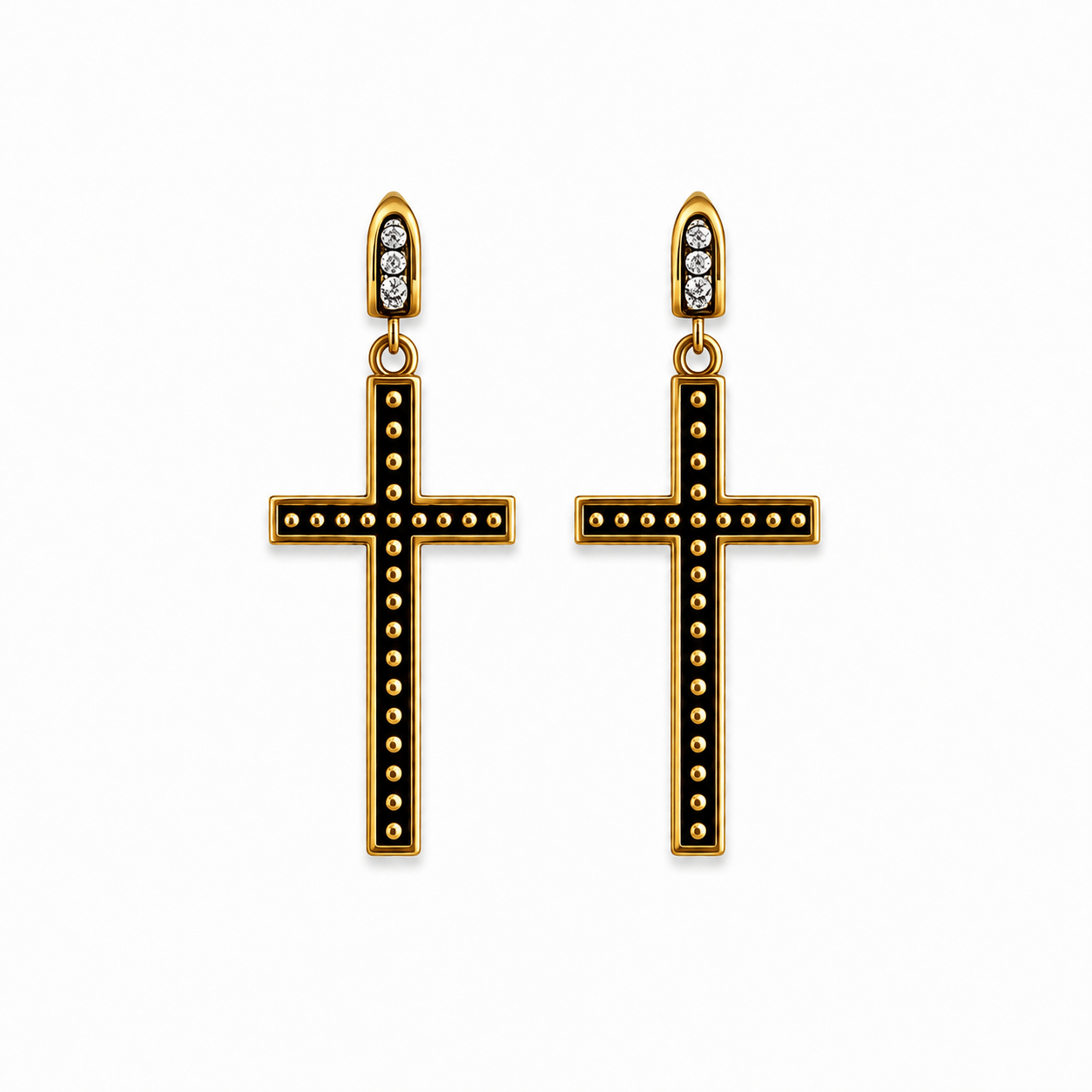 Peace & Love Black Cross Earrings