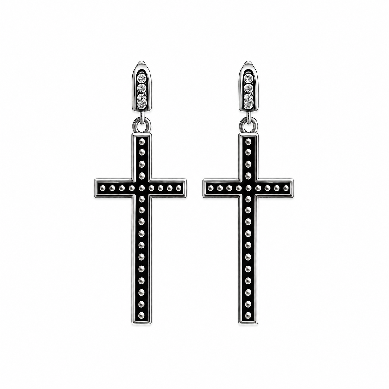 Peace & Love Black Cross Earrings