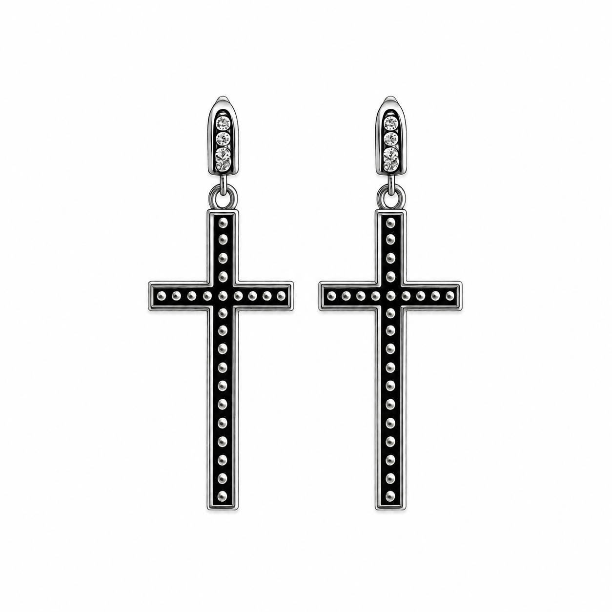 Peace & Love Black Cross Earrings