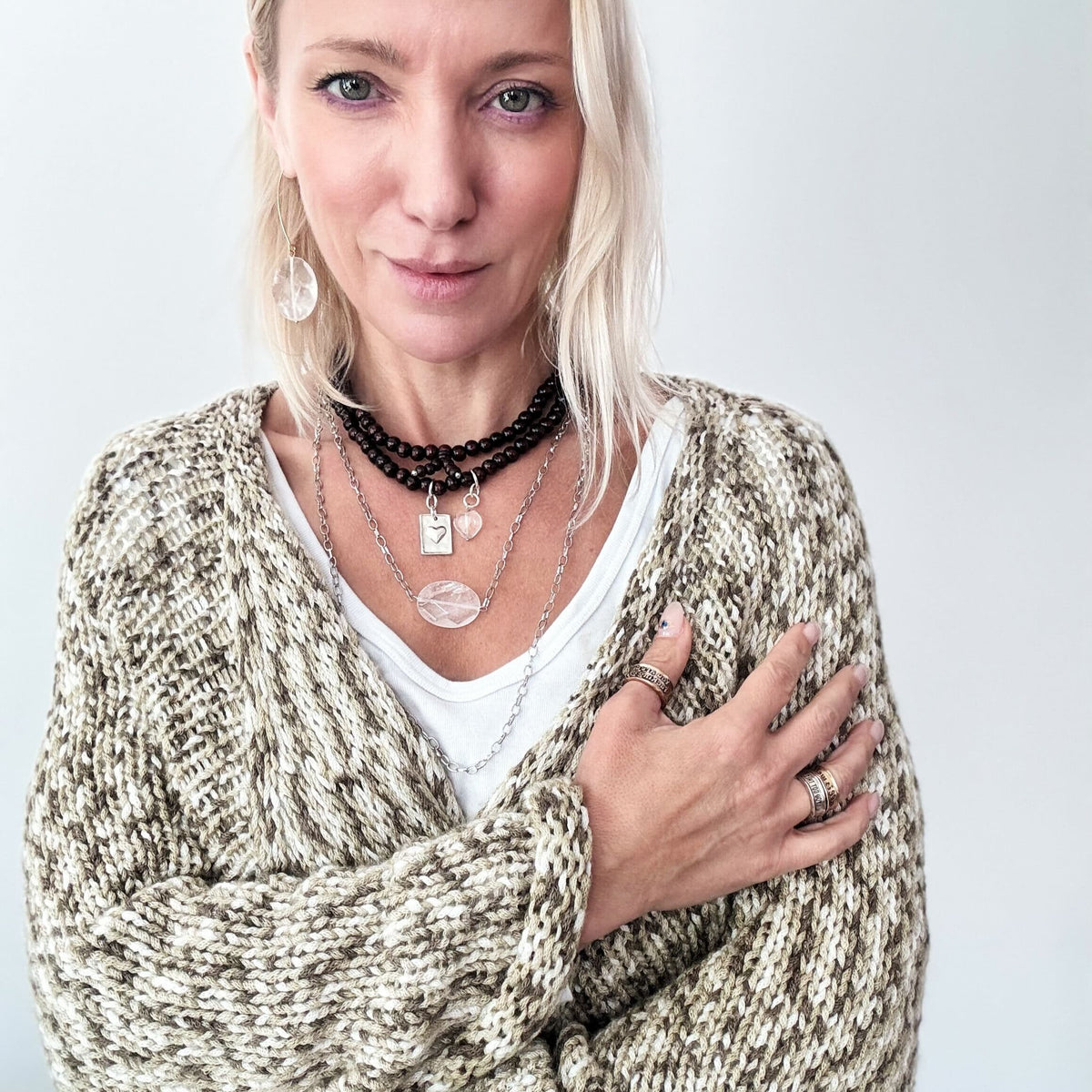 Grateful Thankful Blessed Wood Boho Wrap Layering Set