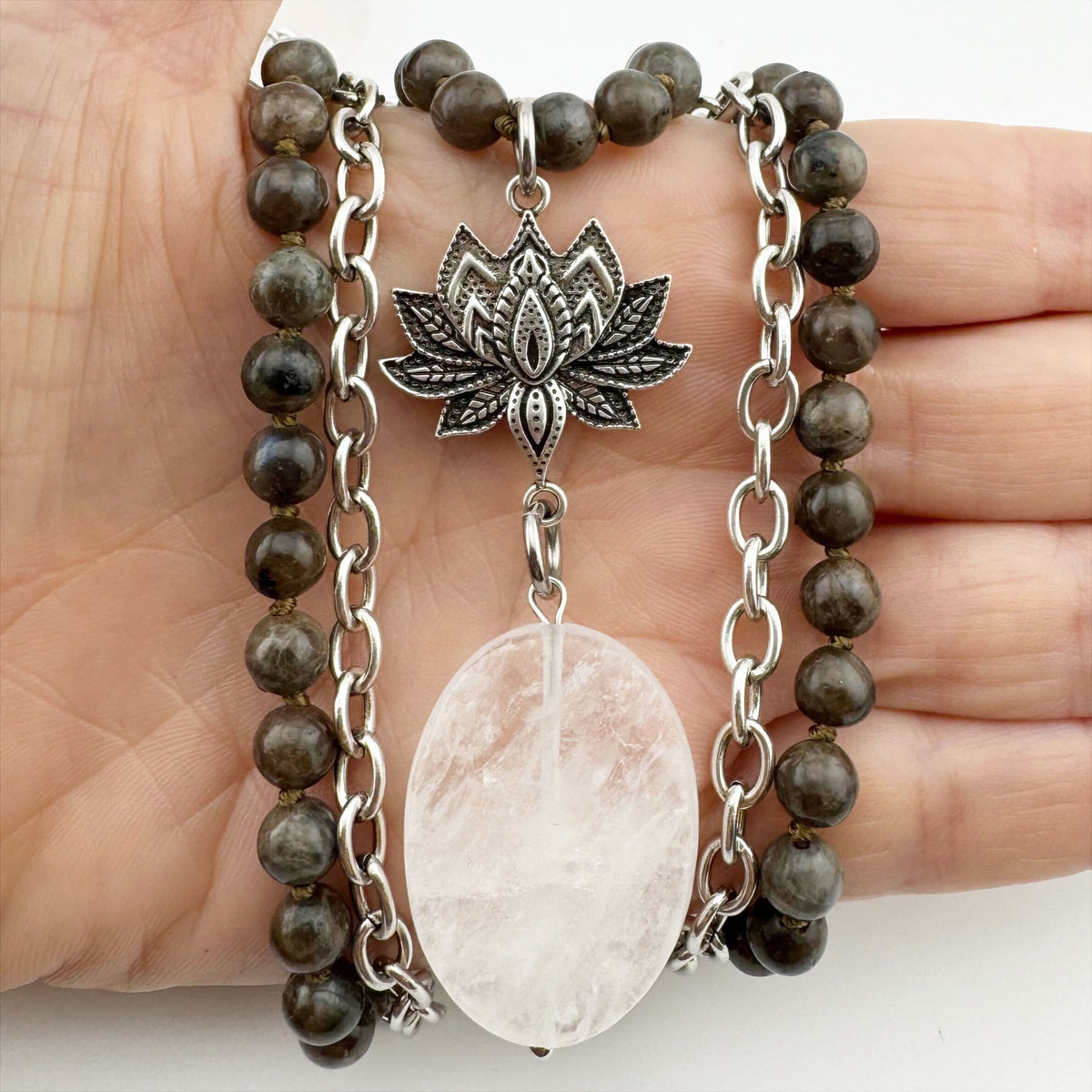 Have Faith Lotus Long Chain Fusion Necklace