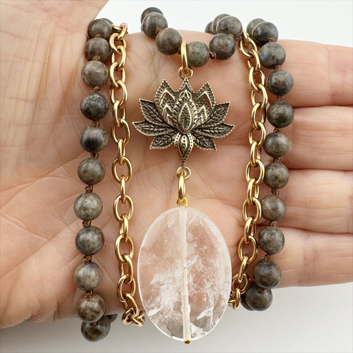 Have Faith Lotus Long Chain Fusion Necklace