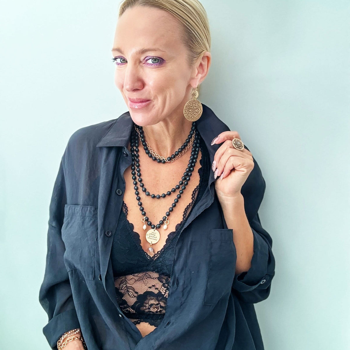 I am Pretty F*cking Awesome Black Howlite Long Chain Fusion Necklace