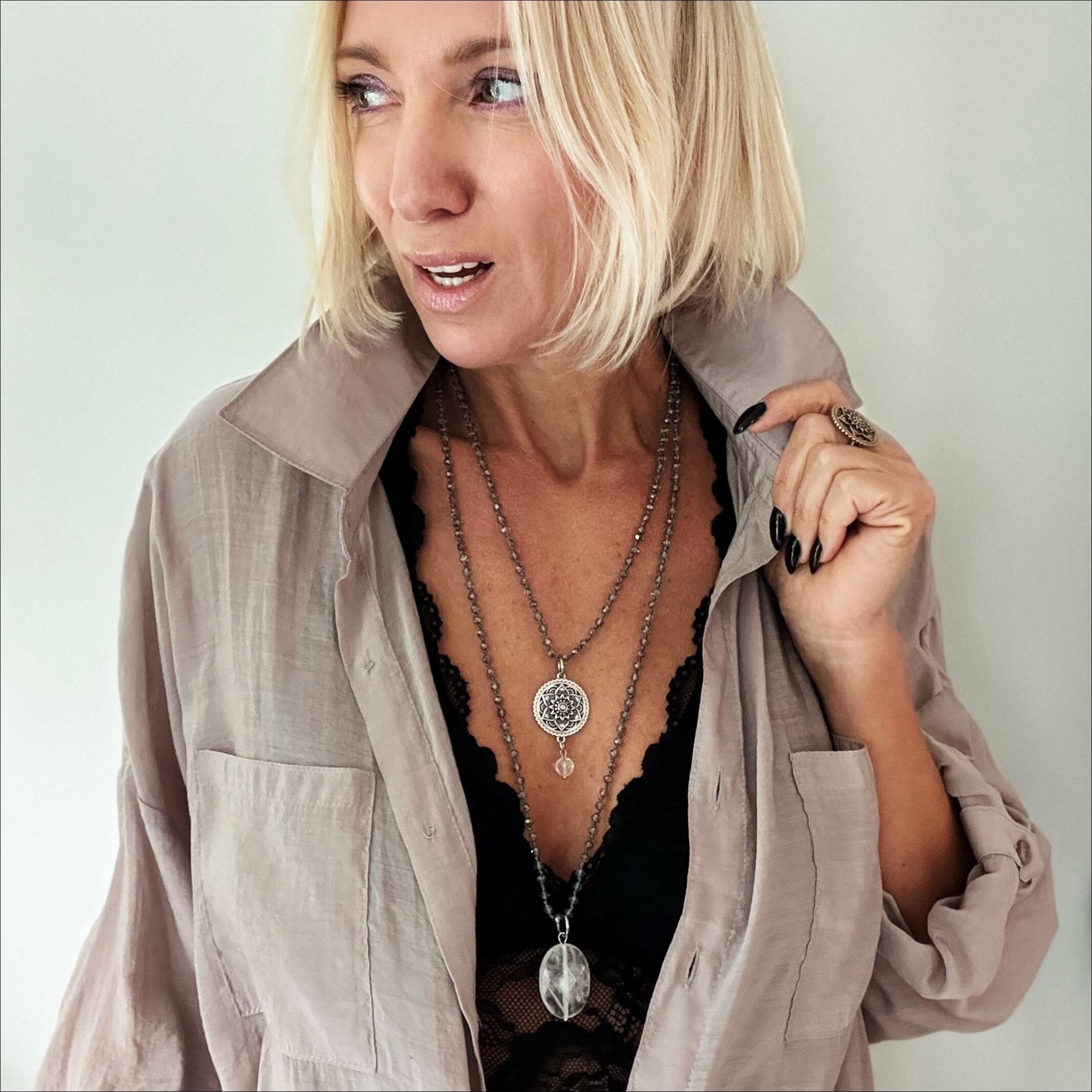 Grateful Thankful Blessed Mandala Bloom Necklace
