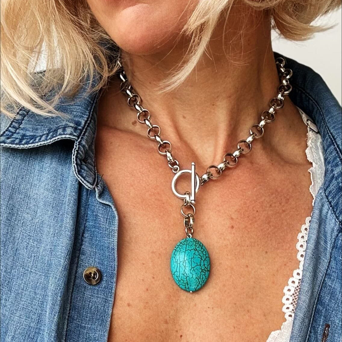 Blue Howlite Chunky Choker Necklace