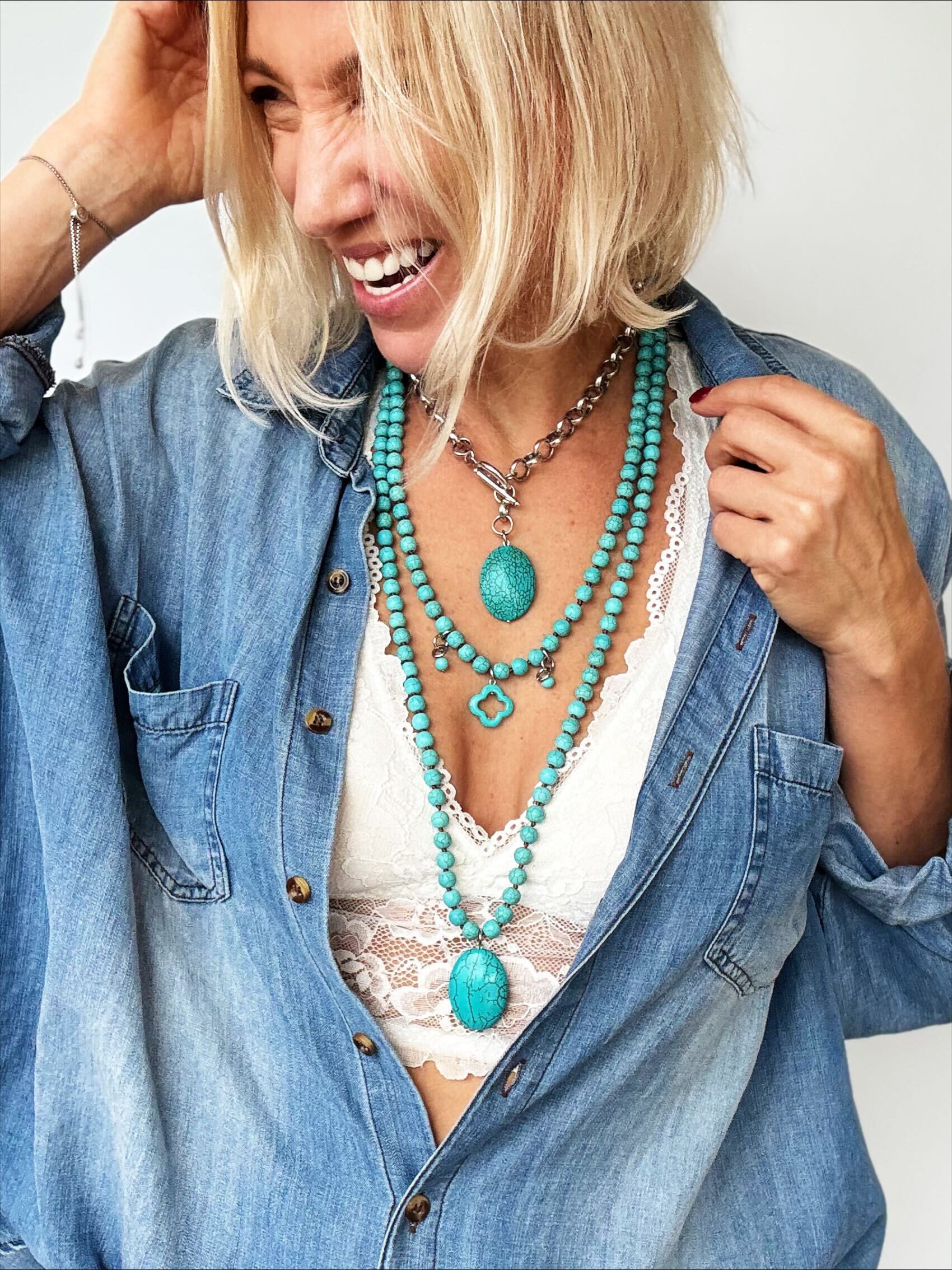 Blue Howlite Chunky Choker Necklace
