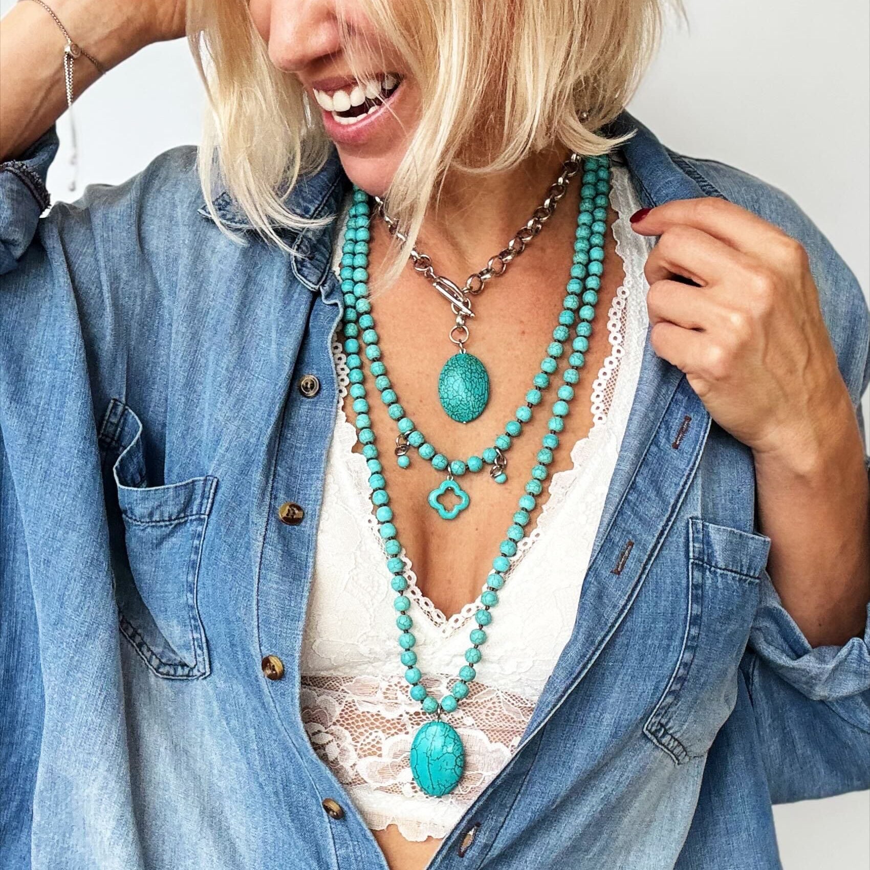Blue Howlite Chunky Choker Necklace